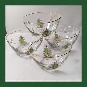 ❌SOLD❌ (Set #2) Spode Christmas Tree 5.5” Glass Salad Bowls Vintage - Set of 4